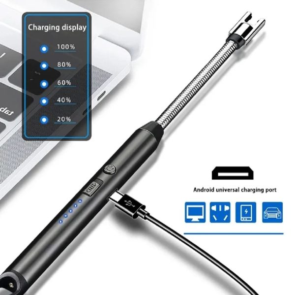 Usb Rechargeable Plasma Arc Lighter With Safety Lock & Flexible Elbow